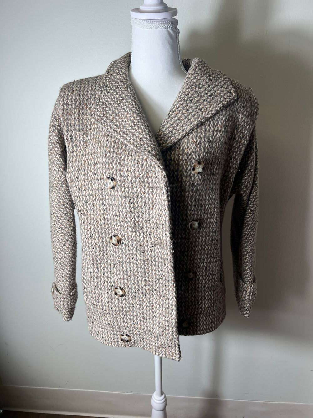 Bert Newman Brown Tweed Wool Coat Size 2  (fits like a large)
